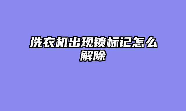 洗衣机出现锁标记怎么解除