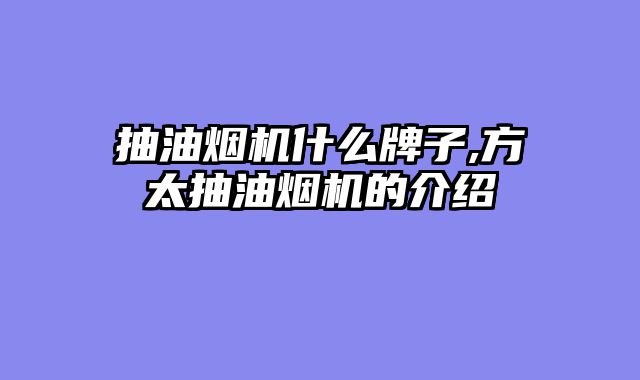 抽油烟机什么牌子,方太抽油烟机的介绍