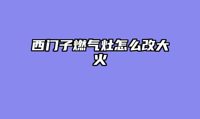 西门子燃气灶怎么改大火
