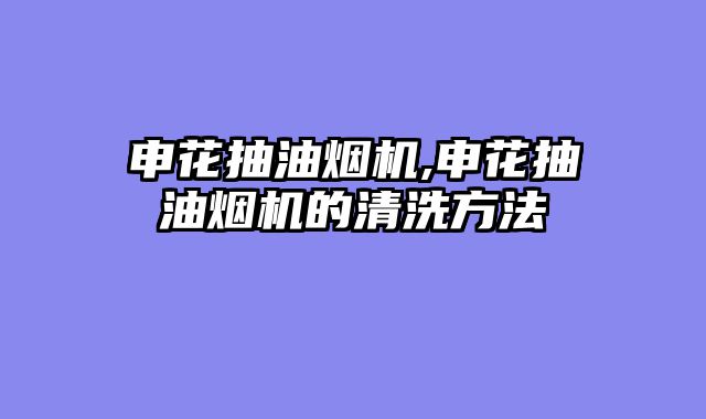 申花抽油烟机,申花抽油烟机的清洗方法