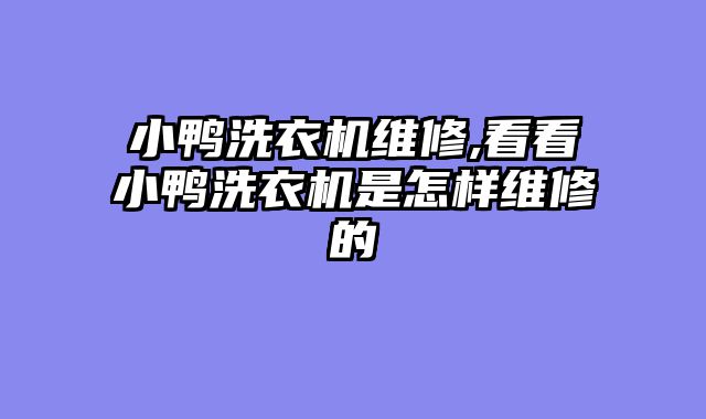 小鸭洗衣机维修,看看小鸭洗衣机是怎样维修的