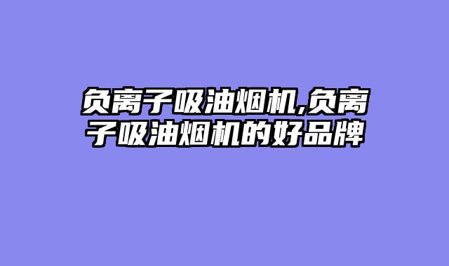 负离子吸油烟机,负离子吸油烟机的好品牌