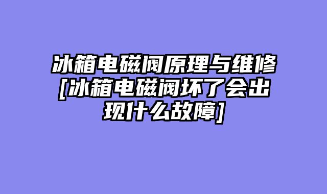 冰箱电磁阀原理与维修[冰箱电磁阀坏了会出现什么故障]