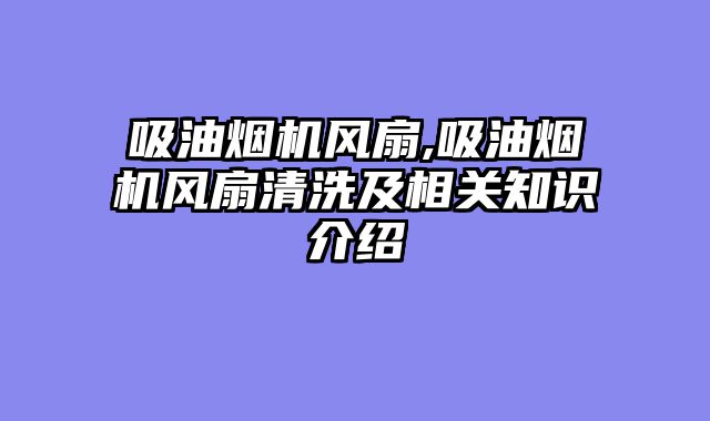 吸油烟机风扇,吸油烟机风扇清洗及相关知识介绍