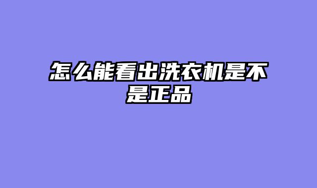 怎么能看出洗衣机是不是正品