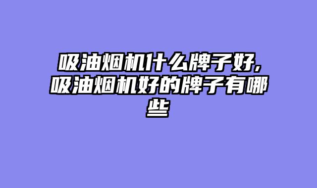 吸油烟机什么牌子好,吸油烟机好的牌子有哪些