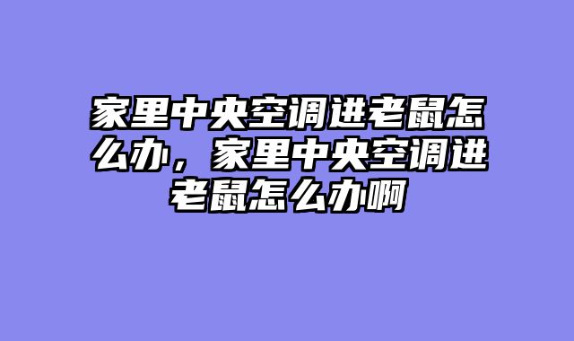 家里中央空调进老鼠怎么办，家里中央空调进老鼠怎么办啊