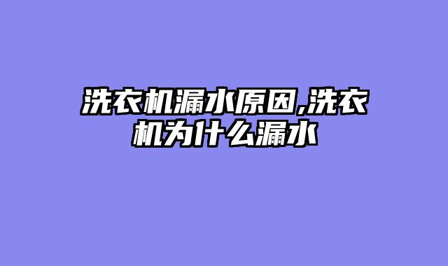 洗衣机漏水原因,洗衣机为什么漏水