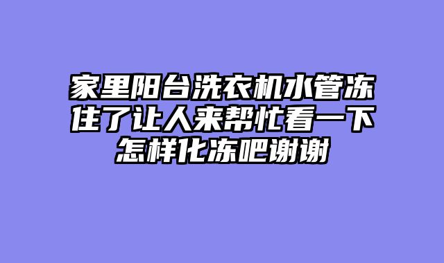 家里阳台洗衣机水管冻住了让人来帮忙看一下怎样化冻吧谢谢