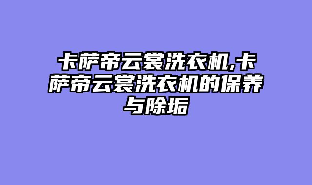 卡萨帝云裳洗衣机,卡萨帝云裳洗衣机的保养与除垢