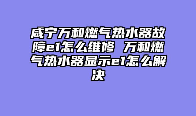 咸宁万和燃气热水器故障e1怎么维修 万和燃气热水器显示e1怎么解决