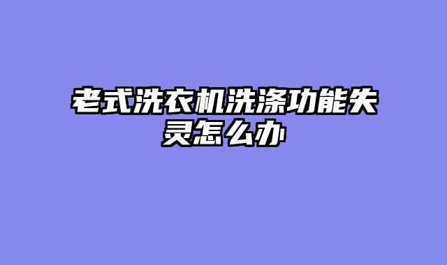 老式洗衣机洗涤功能失灵怎么办