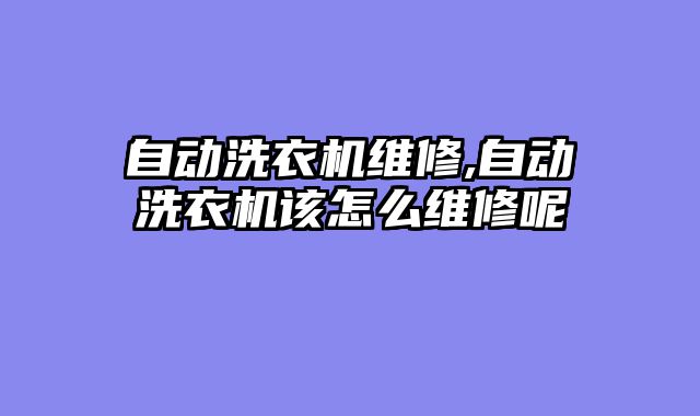 自动洗衣机维修,自动洗衣机该怎么维修呢
