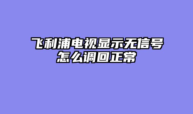 飞利浦电视显示无信号怎么调回正常