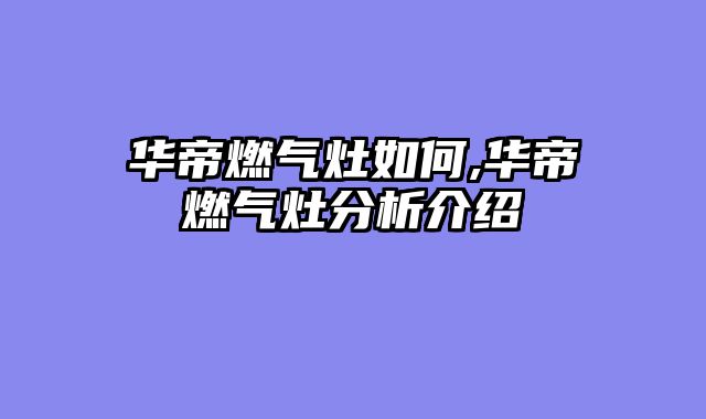 华帝燃气灶如何,华帝燃气灶分析介绍