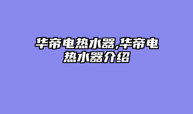 华帝电热水器,华帝电热水器介绍