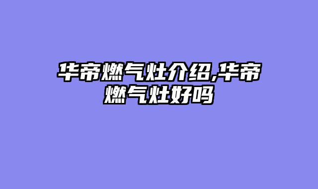 华帝燃气灶介绍,华帝燃气灶好吗
