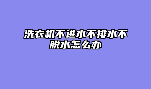 洗衣机不进水不排水不脱水怎么办