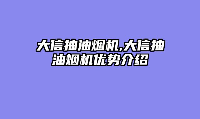大信抽油烟机,大信抽油烟机优势介绍