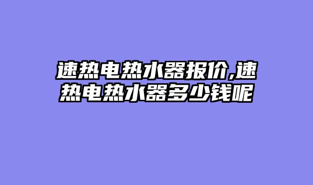 速热电热水器报价,速热电热水器多少钱呢