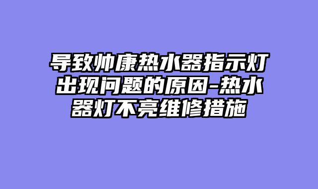 导致帅康热水器指示灯出现问题的原因-热水器灯不亮维修措施