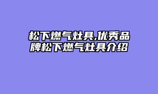 松下燃气灶具,优秀品牌松下燃气灶具介绍