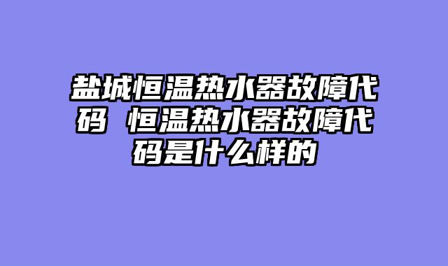 盐城恒温热水器故障代码 恒温热水器故障代码是什么样的