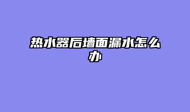 热水器后墙面漏水怎么办