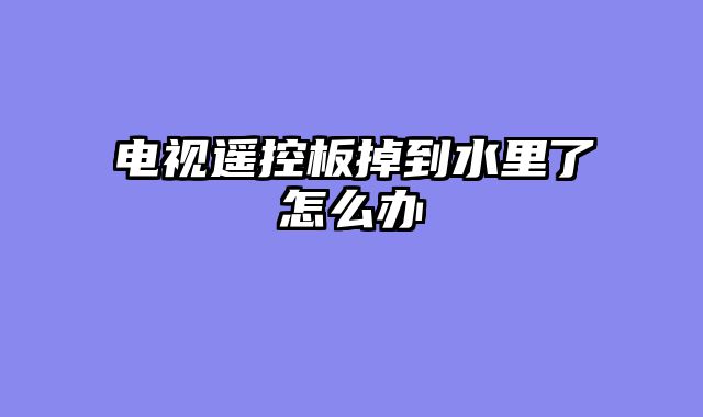 电视遥控板掉到水里了怎么办
