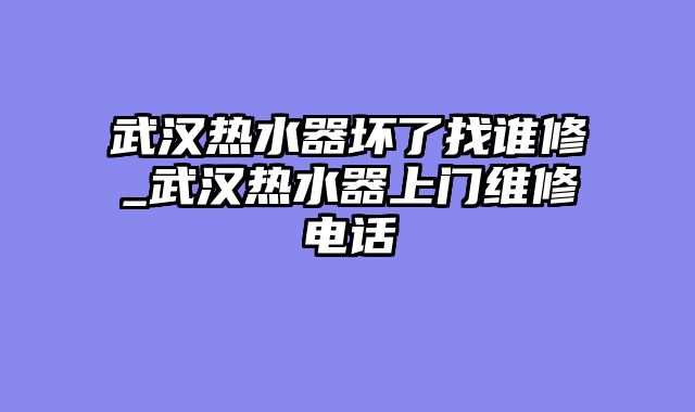 武汉热水器坏了找谁修_武汉热水器上门维修电话