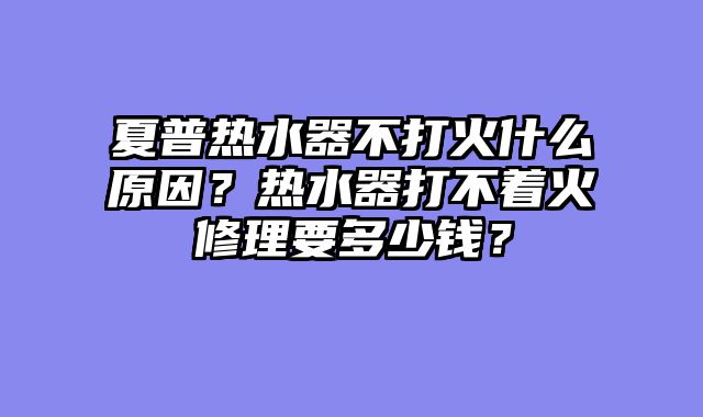 夏普热水器不打火什么原因？热水器打不着火修理要多少钱？