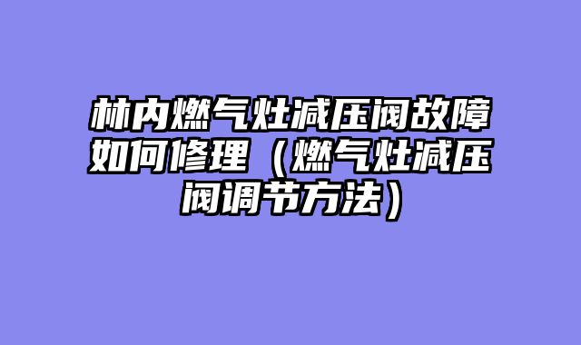 林内燃气灶减压阀故障如何修理（燃气灶减压阀调节方法）