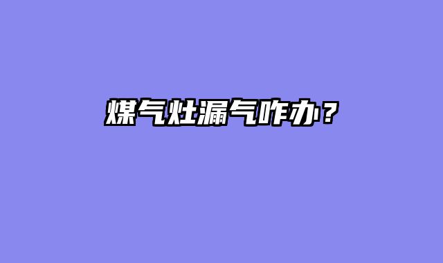 煤气灶漏气咋办？