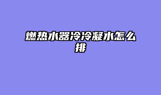 燃热水器冷冷凝水怎么排