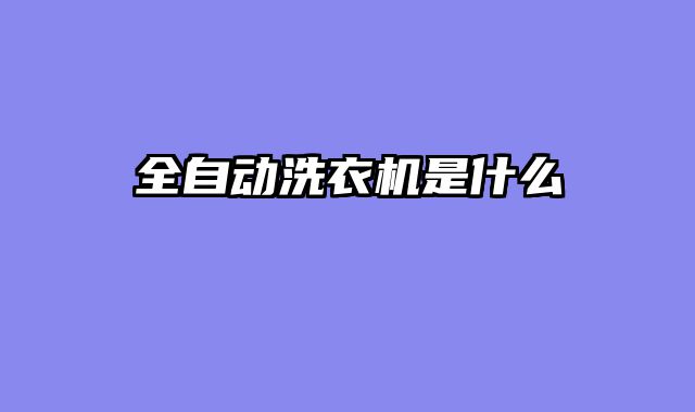 全自动洗衣机是什么