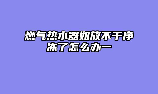 燃气热水器如放不干净冻了怎么办一