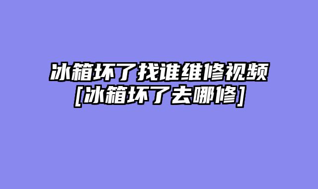 冰箱坏了找谁维修视频[冰箱坏了去哪修]