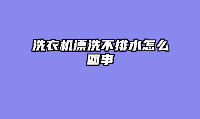 洗衣机漂洗不排水怎么回事