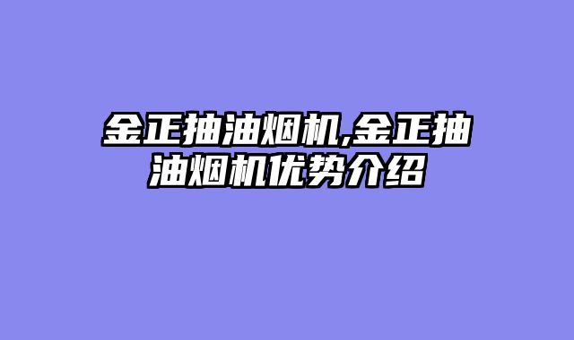 金正抽油烟机,金正抽油烟机优势介绍