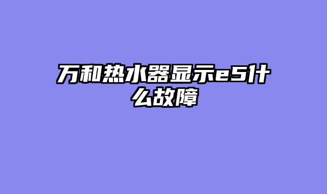 万和热水器显示e5什么故障