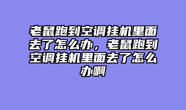 老鼠跑到空调挂机里面去了怎么办，老鼠跑到空调挂机里面去了怎么办啊