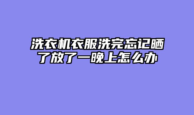 洗衣机衣服洗完忘记晒了放了一晚上怎么办