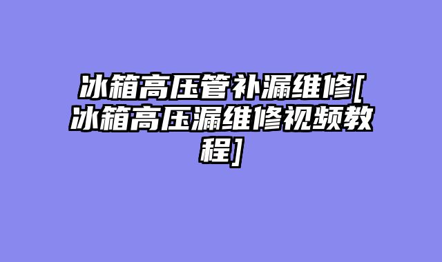 冰箱高压管补漏维修[冰箱高压漏维修视频教程]
