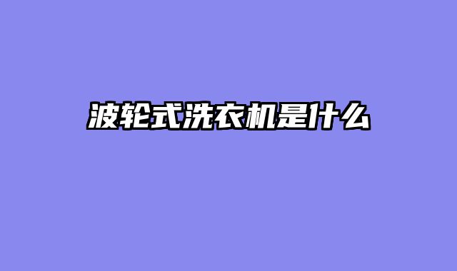 波轮式洗衣机是什么