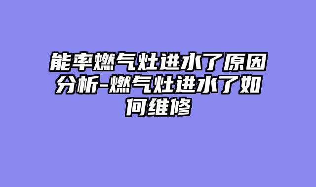 能率燃气灶进水了原因分析-燃气灶进水了如何维修