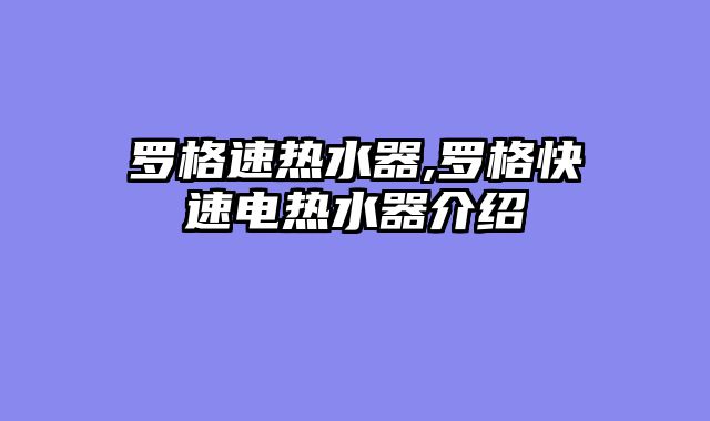 罗格速热水器,罗格快速电热水器介绍