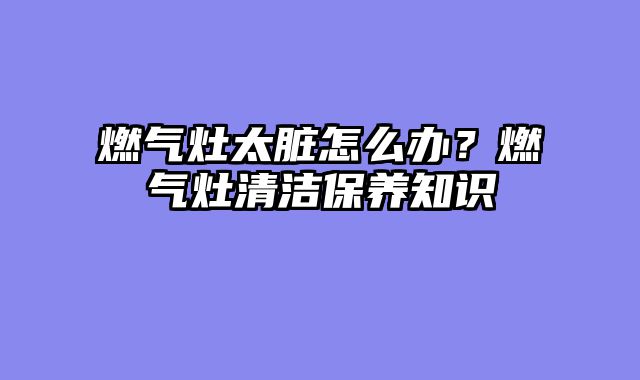 燃气灶太脏怎么办？燃气灶清洁保养知识
