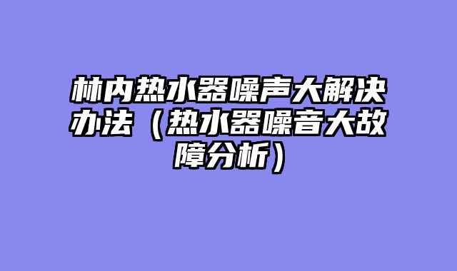 林内热水器噪声大解决办法（热水器噪音大故障分析）