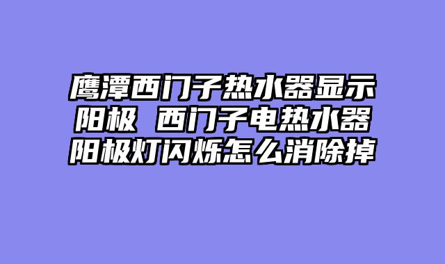 鹰潭西门子热水器显示阳极 西门子电热水器阳极灯闪烁怎么消除掉
