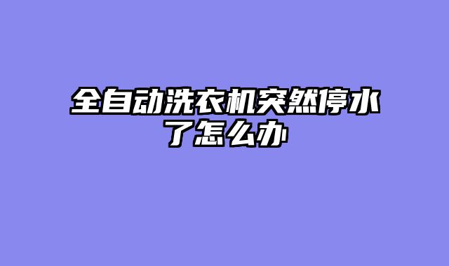 全自动洗衣机突然停水了怎么办